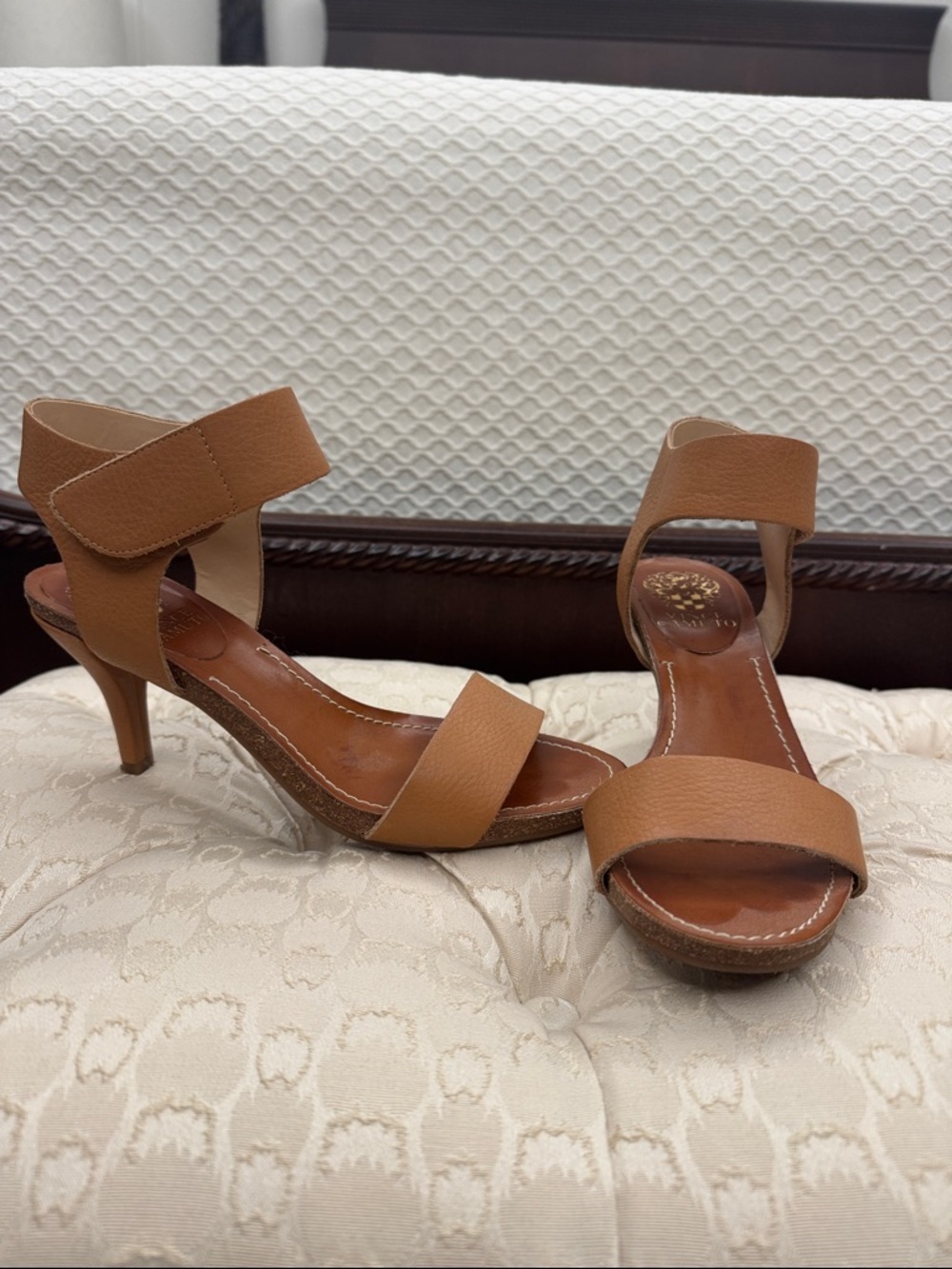 Vince Camuto Tan Leather Ankle-Strap Sandals. Excellent condition.